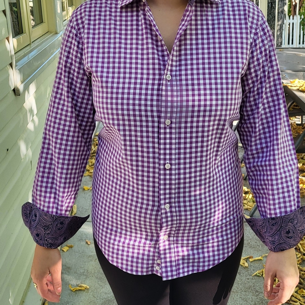 2/15$ Purple Checkered Men's Shirt